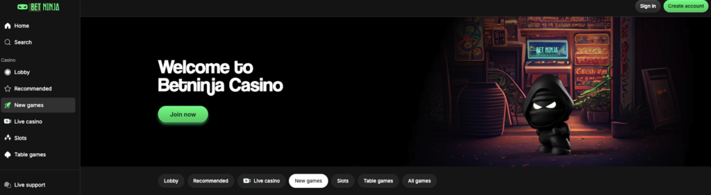 Bet Ninja Casino - Best Credit Card Casino